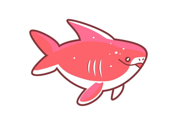 Shark Kawaii Style Limited Color Vector Design — Stock Vector