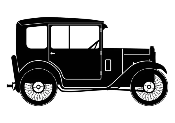 Silhouet Van Vintage Saloon Auto Uit Jaren — Stockvector