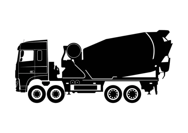 Silhouette Concrete Mixer Mounted Truck Vector — Stock Vector