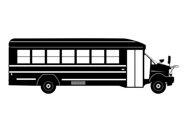 Modern okul otobüsü silueti. Yan görüş. Vektör.