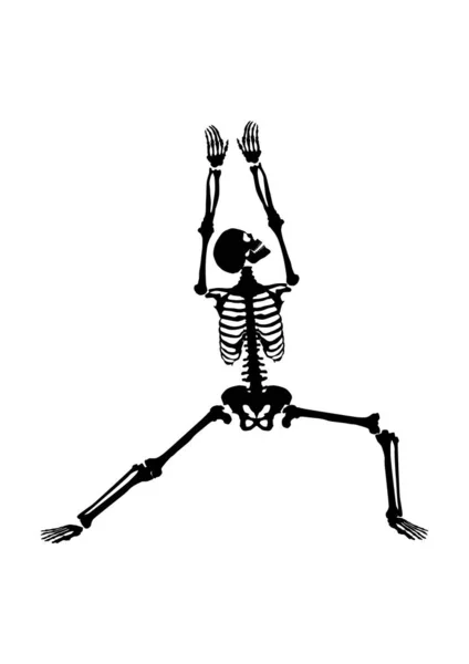 Silhouette Skeleton Yoga Position Vector — Stock vektor