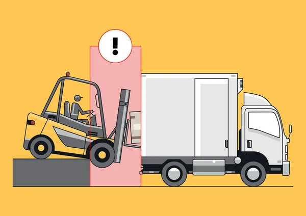 Loading Dock Hazard Concept Overturned Forklift Truck Vector — Vetor de Stock