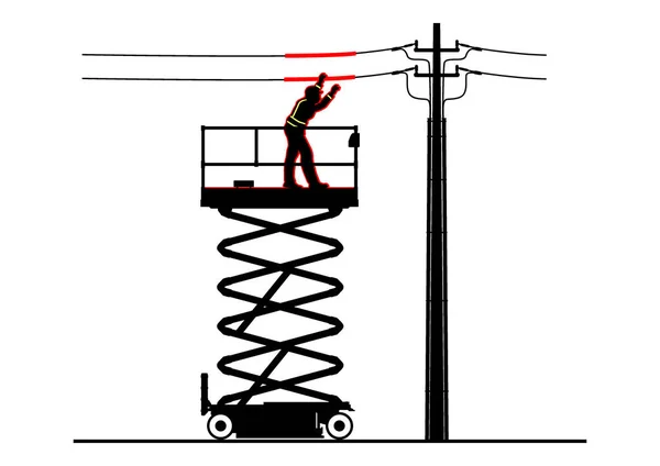 Work Platform Hazards Contact Power Lines Vector — 图库矢量图片