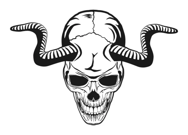 View Slightly Upper Perspective Skull Its Impressive Horns Vector — Vetor de Stock