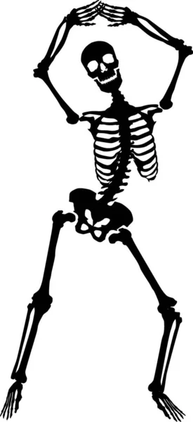 Silhouette Dancing Skeleton One Shape Curve Vector —  Vetores de Stock