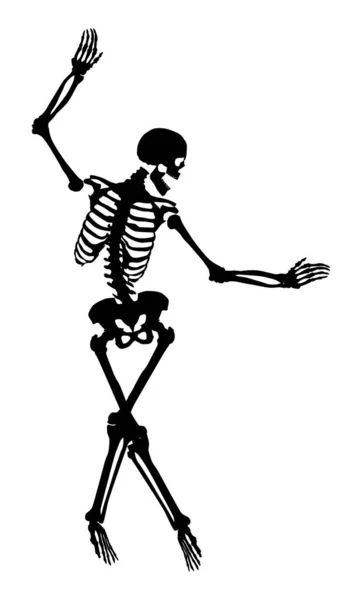 Silhouette Dancing Skeleton One Shape Curve Vector — Vettoriale Stock