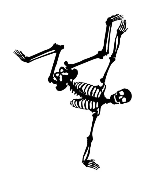 Silhouette Dancing Skeleton One Shape Curve Vector — Image vectorielle