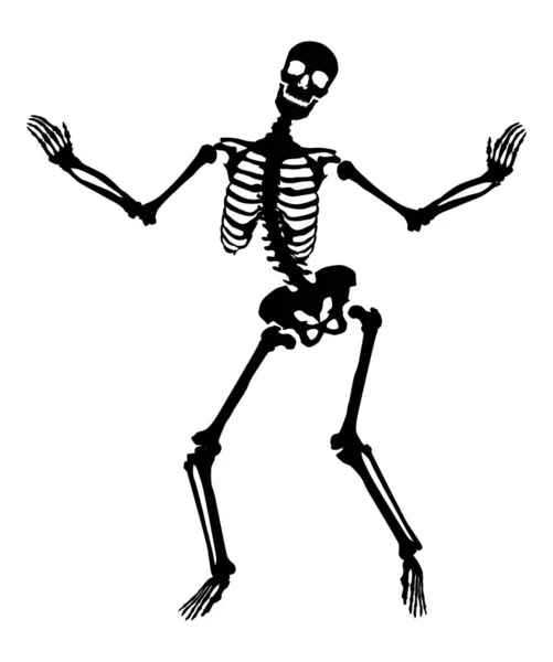 Silhouette Dancing Skeleton One Shape Curve Vector — Stok Vektör