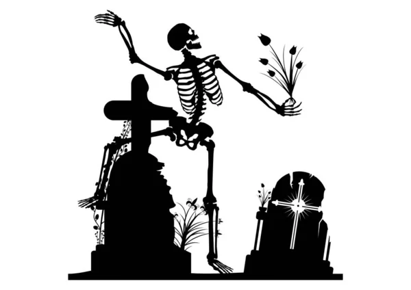 Silhouette Skeleton Tombstone Gradients Other Effects Vector — Archivo Imágenes Vectoriales