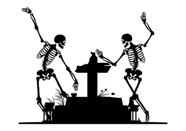 Silhouette Skeleton Tombstone Gradients Other Effects Vector — Stok Vektör