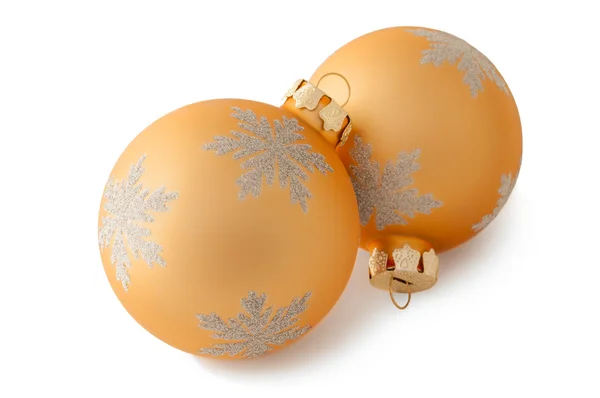 2 つの黄色のクリスマスの装飾 ロイヤリティフリーのストック写真