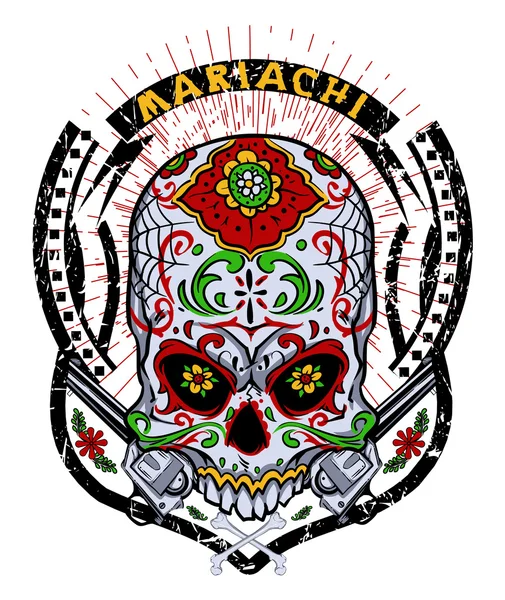 Mariachi skull — Stock Vector