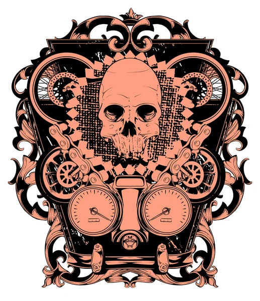 Crâne et roues — Image vectorielle