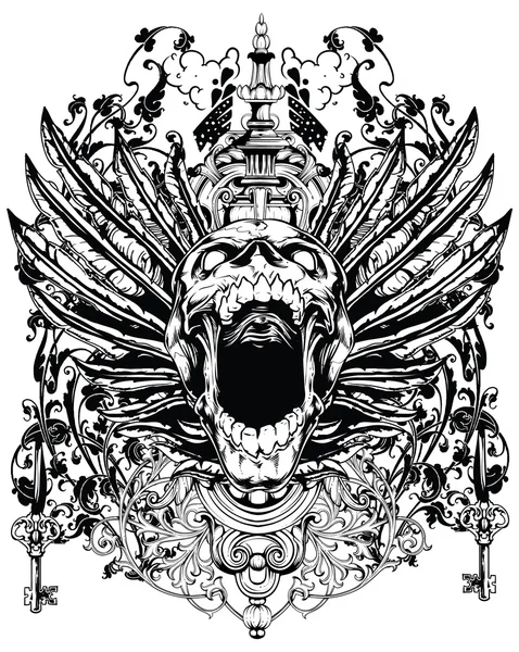 Winged skull Stock Illustration