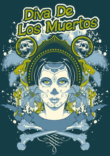 Diva de los muertos — Vetor de Stock