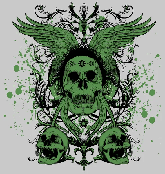 Winged skull master Stock Illustration