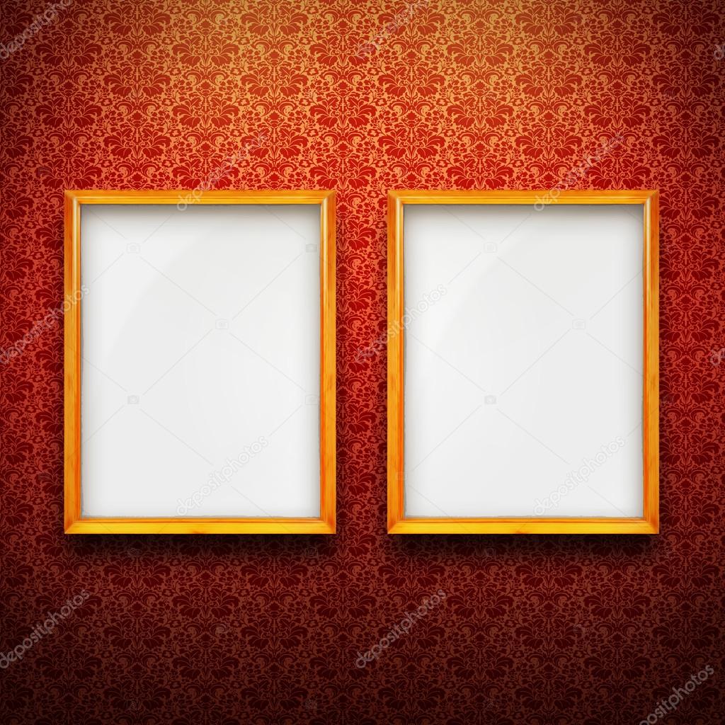 Frames with red vintage wallpaper