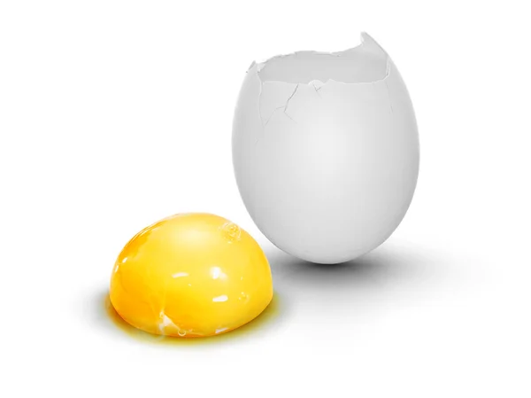 Cracked egg with egg yolk — Stock Photo, Image