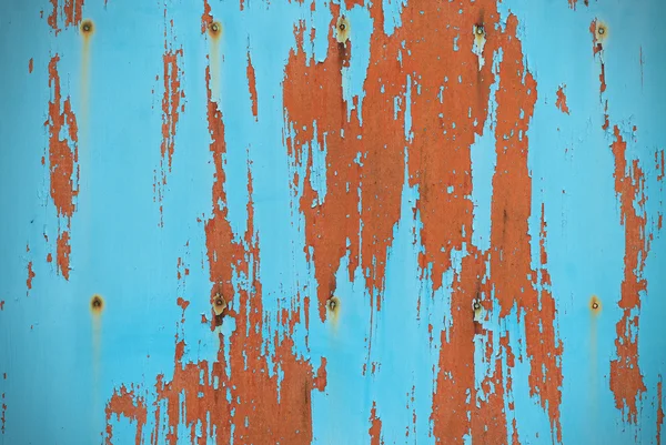 Turquoise board with peeling paint — Stock Photo, Image