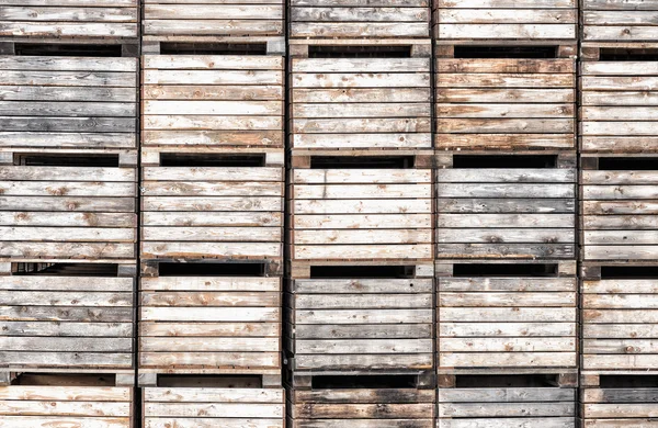 Apple crates stacked in storage — Stock Photo, Image