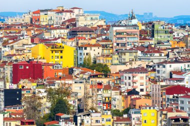 istanbul'da bir yamaca renkli evleri