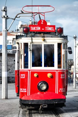 Red tram in Istanbul clipart