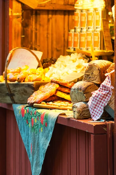 Bread on display at Stortorget Christmas market in Stockholm — Stock Photo, Image