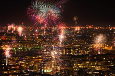 Fireworks over Stockholm clipart