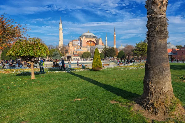 La Hagia Sophia regardait à travers le jardin — Photo