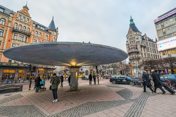 Stureplan med den berömda svampen i stockholm — Stockfoto