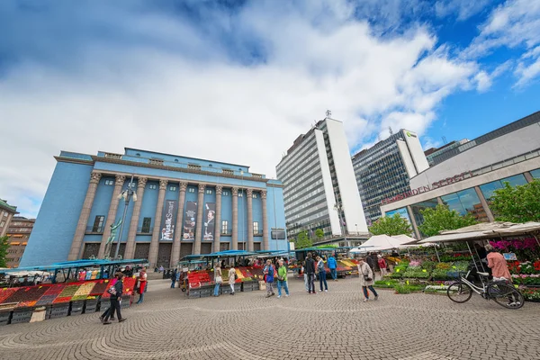 Vista de Hotorget con su mercado al aire libre en Estocolmo — Foto de Stock