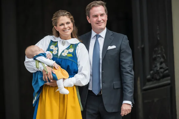 Princess Madeleine of Sweden with Princess Leonore and Chris One — Stock Photo, Image