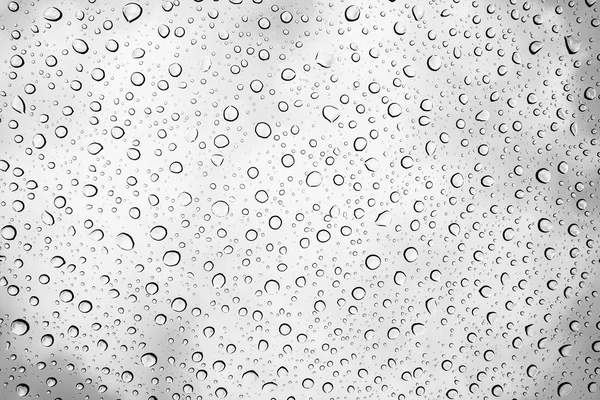 Gotas de agua sobre vidrio en blanco y negro — Foto de Stock