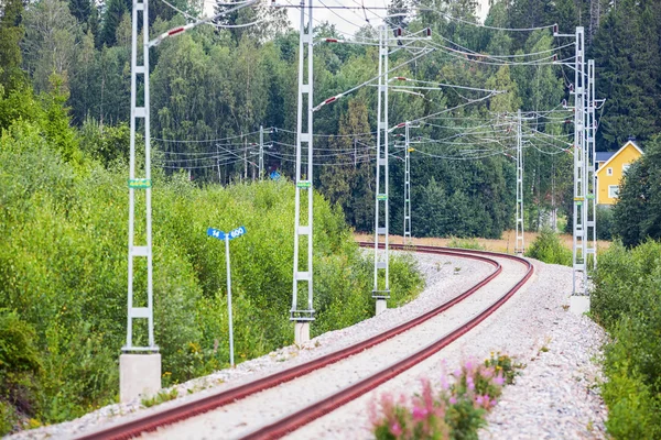 Railtrack güzel bir eğri içinde — Stok fotoğraf