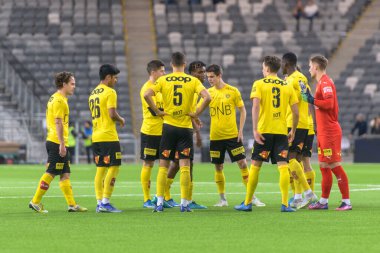 STOCKHOLM, SWEDEN - 12 Şubat 2022: Stockholm 'deki Tele2 Arena' da Djurgarden IF (DIF) ile Lillestrom SK arasında oynanan dostane futbol maçı. Nihai sonuç 1-0