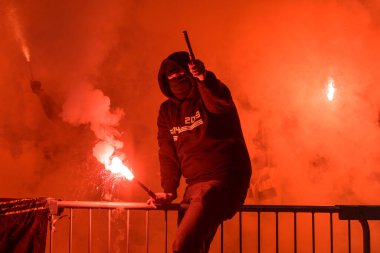 STOCKHOLM, SWEDEN - 12 Şubat 2022: Stockholm 'deki Tele2 Arena' da Djurgarden IF (DIF) ile Lillestrom SK arasında oynanan dostane futbol maçı. Nihai sonuç 1-0