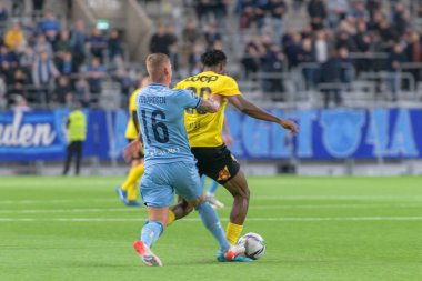 STOCKHOLM, SWEDEN - 12 Şubat 2022: Stockholm 'deki Tele2 Arena' da Djurgarden IF (DIF) ile Lillestrom SK arasında oynanan dostane futbol maçı. Nihai sonuç 1-0