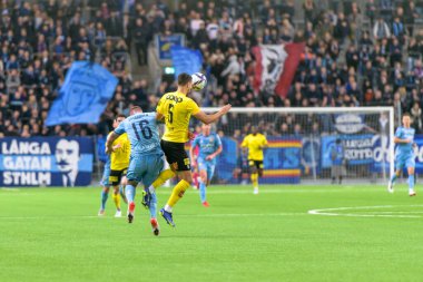 STOCKHOLM, SWEDEN - 12 Şubat 2022: Stockholm 'deki Tele2 Arena' da Djurgarden IF (DIF) ile Lillestrom SK arasında oynanan dostane futbol maçı. Nihai sonuç 1-0