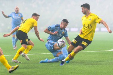 STOCKHOLM, SWEDEN - 12 Şubat 2022: Stockholm 'deki Tele2 Arena' da Djurgarden IF (DIF) ile Lillestrom SK arasında oynanan dostane futbol maçı. Nihai sonuç 1-0