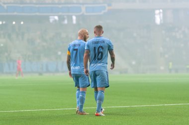 STOCKHOLM, SWEDEN - 12 Şubat 2022: Stockholm 'deki Tele2 Arena' da Djurgarden IF (DIF) ile Lillestrom SK arasında oynanan dostane futbol maçı. Nihai sonuç 1-0