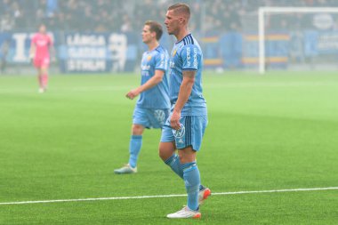STOCKHOLM, SWEDEN - 12 Şubat 2022: Stockholm 'deki Tele2 Arena' da Djurgarden IF (DIF) ile Lillestrom SK arasında oynanan dostane futbol maçı. Nihai sonuç 1-0