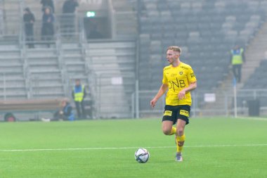 STOCKHOLM, SWEDEN - 12 Şubat 2022: Stockholm 'deki Tele2 Arena' da Djurgarden IF (DIF) ile Lillestrom SK arasında oynanan dostane futbol maçı. Nihai sonuç 1-0