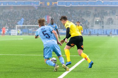 STOCKHOLM, SWEDEN - 12 Şubat 2022: Stockholm 'deki Tele2 Arena' da Djurgarden IF (DIF) ile Lillestrom SK arasında oynanan dostane futbol maçı. Nihai sonuç 1-0