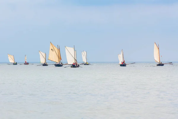 Grisslehamn Sweden June 2022 Vintage Rowingboats Sail Traditional Postrodden Grisslehamn — Stock Photo, Image