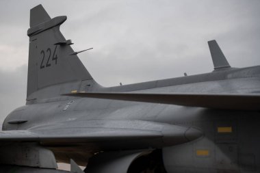 UPPSALA, SWEDEN - AUG 27, 2022: Luftwaffe Eurofighter Typhoon and a Tornado on public display at Arna airfield.