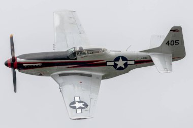 UPPSALA, SWEDEN - AUG 27, 2022: WWII aircraft Mustang in public display.