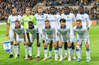 STOCKHOLM, SwEDEN - OCT 13 2022: DjurGardens IF (DIF) - UEFA Avrupa Konferans Ligi 'nde KAA Gent' e karşı Stockholm 'deki Tele2 arenasında. Son sonuç 4-1