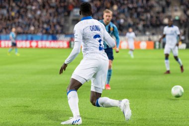 STOCKHOLM, SwEDEN - OCT 13 2022: DjurGardens IF (DIF) - UEFA Avrupa Konferans Ligi 'nde KAA Gent' e karşı Stockholm 'deki Tele2 arenasında. Son sonuç 4-1