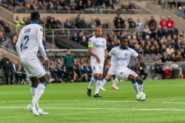 STOCKHOLM, SwEDEN - OCT 13 2022: DjurGardens IF (DIF) - UEFA Avrupa Konferans Ligi 'nde KAA Gent' e karşı Stockholm 'deki Tele2 arenasında. Son sonuç 4-1