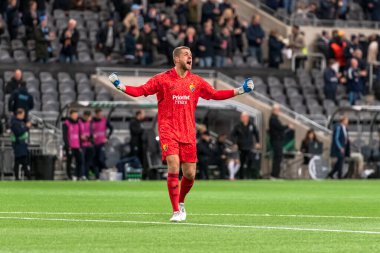 STOCKHOLM, SwEDEN - OCT 13 2022: DjurGardens IF (DIF) - UEFA Avrupa Konferans Ligi 'nde KAA Gent' e karşı Stockholm 'deki Tele2 arenasında. Son sonuç 4-1